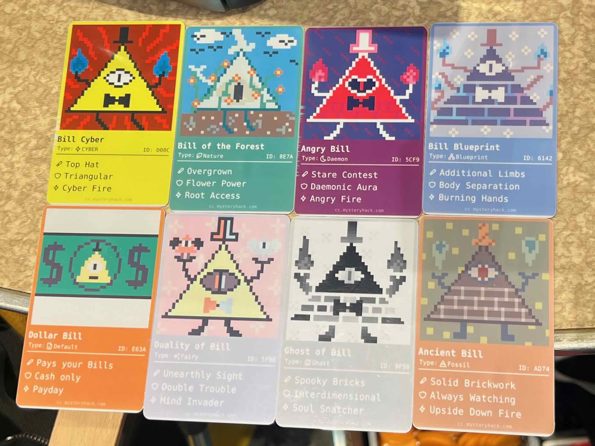 All 8 different bill creature cards